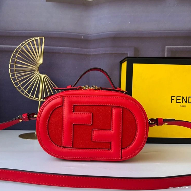 Cheap HOT O'Lock In Camera Leather Fendi Case Red Calf Mini 0814